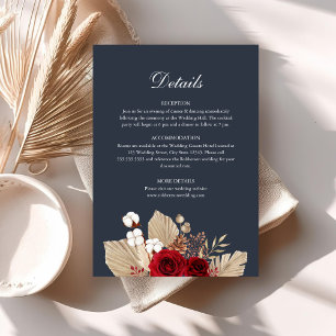 Carte de détails de mariage avec des roses de Bour