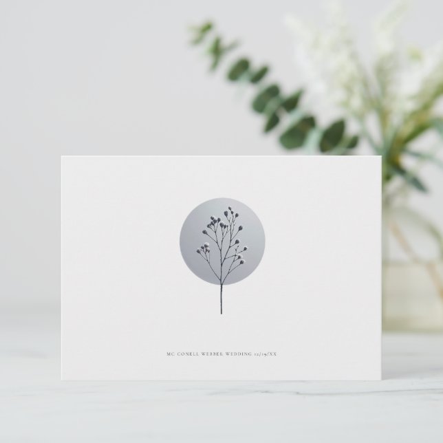 Carte de détails de mariage avec fleurs enneigées (Debout devant)