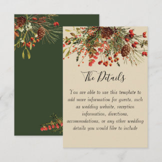 Carte de détails de mariage Baies de Noël avec Ver