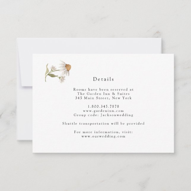 Carte de détails de mariage bohème aux fleurs sauv (Devant)
