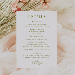Carte de détails de mariage botanique ROWAN