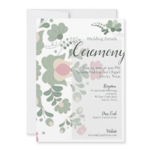 Carte de détails de mariage botanique vert sauge