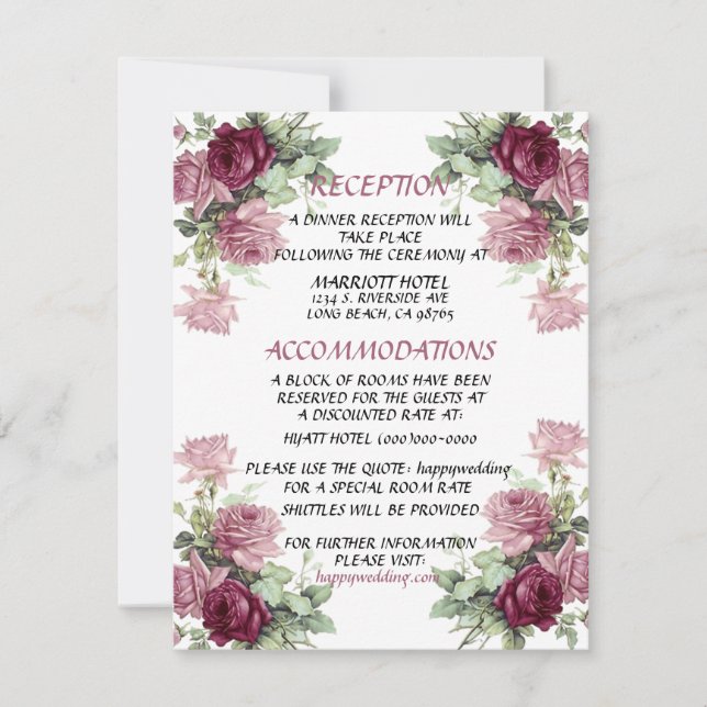 Carte de détails de mariage, Carte d'information (Devant)