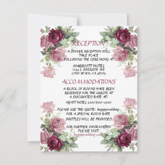 Carte de détails de mariage, Carte d'information