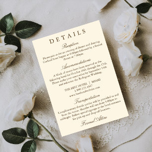 Carte de détails de mariage classique simple marro
