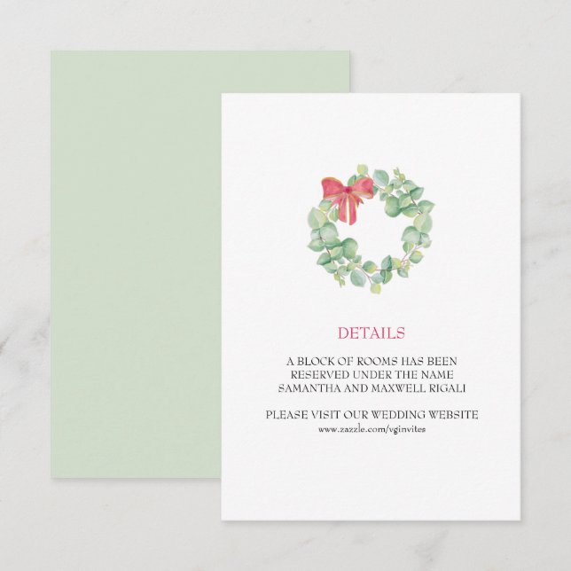 Carte de détails de mariage Couronne de Noël (Devant / Derrière)