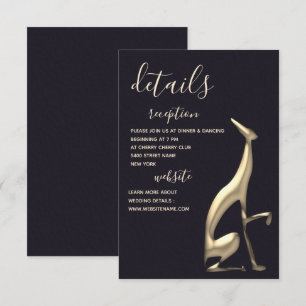 Carte de détails de mariage de chien noir et or mi
