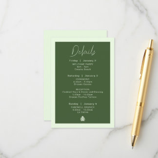 Carte de détails de mariage de destination