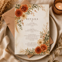 Carte de détails de mariage de jardin en terre cui