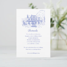 Carte de détails de mariage de maison coloniale bl