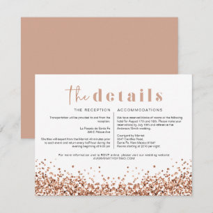 Carte de détails de mariage disco or rose REGINA