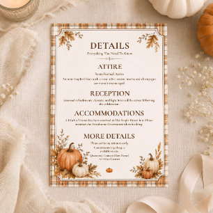 Carte de détails de mariage editable avec motif ca