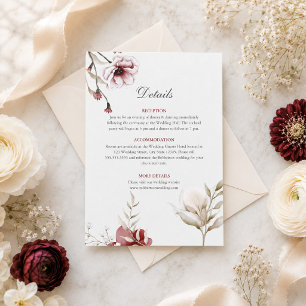 Carte de détails de mariage Élégance d'hiver en Bo