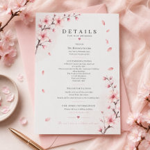 Carte de détails de mariage Élégance Fleur de Ceri