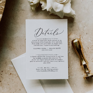 Carte de détails de mariage élégant do-it-yourself