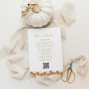 Carte de détails de mariage élégante automne blanc