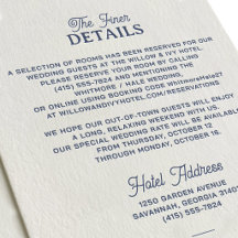 Carte de détails de mariage élégante en impression