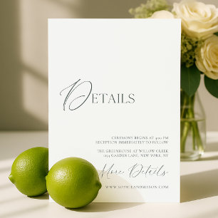 Carte de détails de mariage en marbre vert sauge B