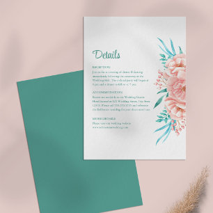 Carte de détails de Mariage floral de Pêche et Tur