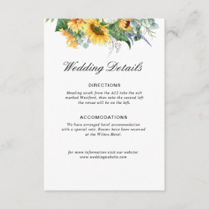 carte de détails de mariage floral de tournesol eu