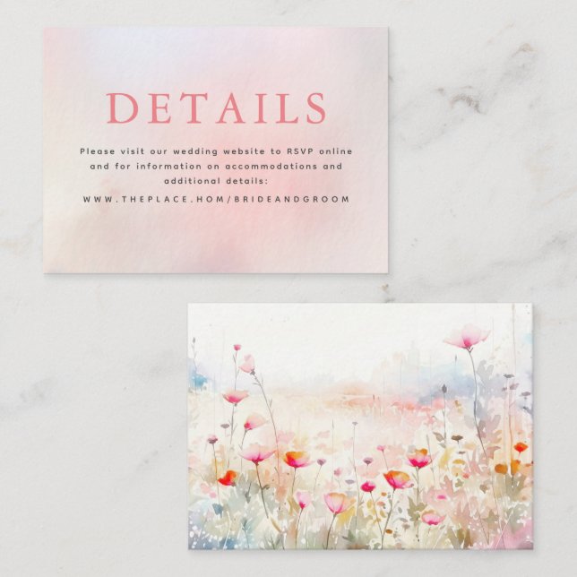 Carte de détails de mariage floral petite annexe (Devant / Derrière)