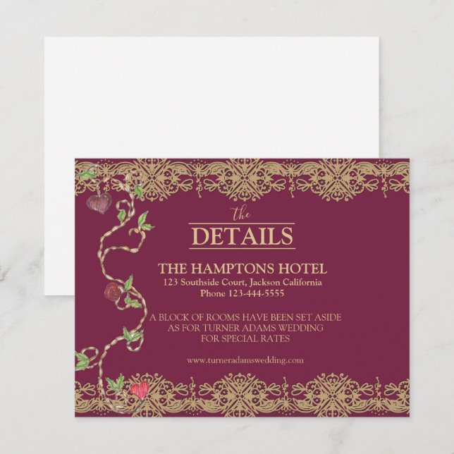 Carte de détails de mariage gothique (Devant / Derrière)