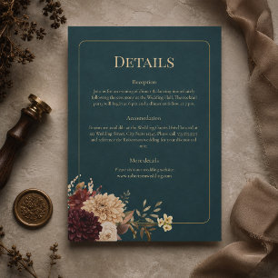 Carte de détails de mariage gothique floral sarcel