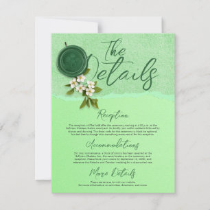 Carte de détails de mariage Green Seal