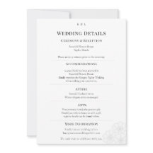 Carte de détails de mariage hivernal minimaliste é