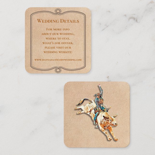 Carte de détails de mariage Longhorn Western Ranch (Devant / Derrière)