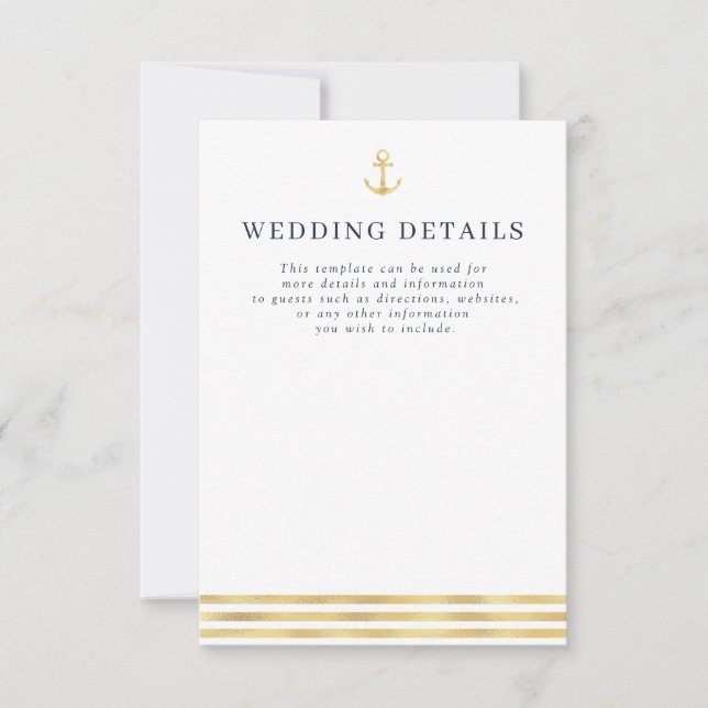 carte de détails de mariage maritime moderne (Devant)