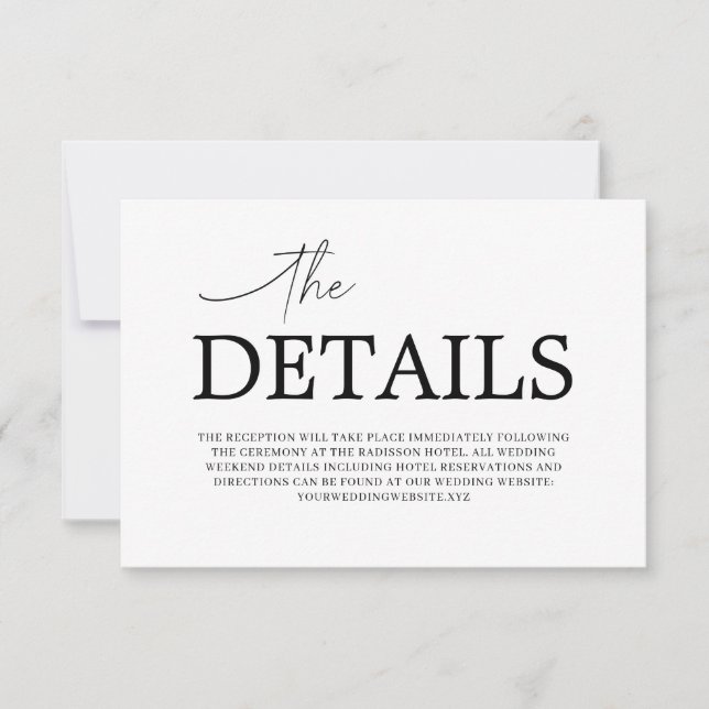Carte de détails de Mariage minimal (Devant)