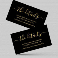 Carte de détails de mariage Noir & Or pour site we