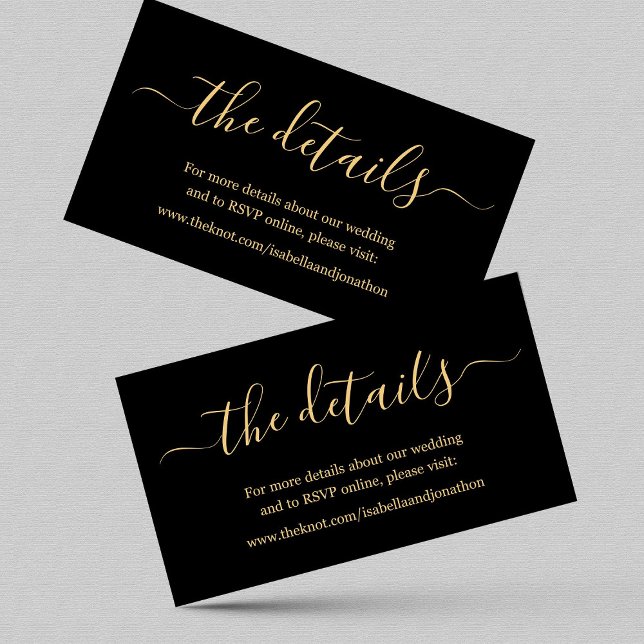 Carte de détails de mariage Noir & Or pour site we (Créateur téléchargé)