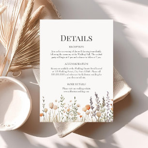 Carte de détails de mariage Peach Wildflowers