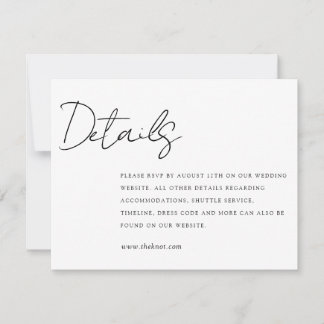 Carte de détails de mariage simple et élégante