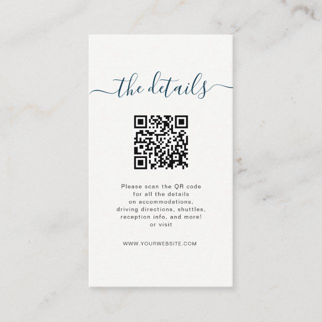 Carte de détails de mariage sur la plage avec code (Devant)
