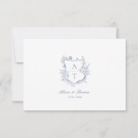 Carte de détails de monogramme de crête bleu pouss
