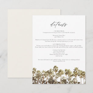 Carte de détails de plage Tropical Watercolor Palm