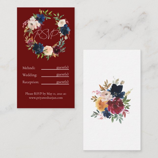 Carte de détails de plusieurs événements de florai (Devant / Derrière)