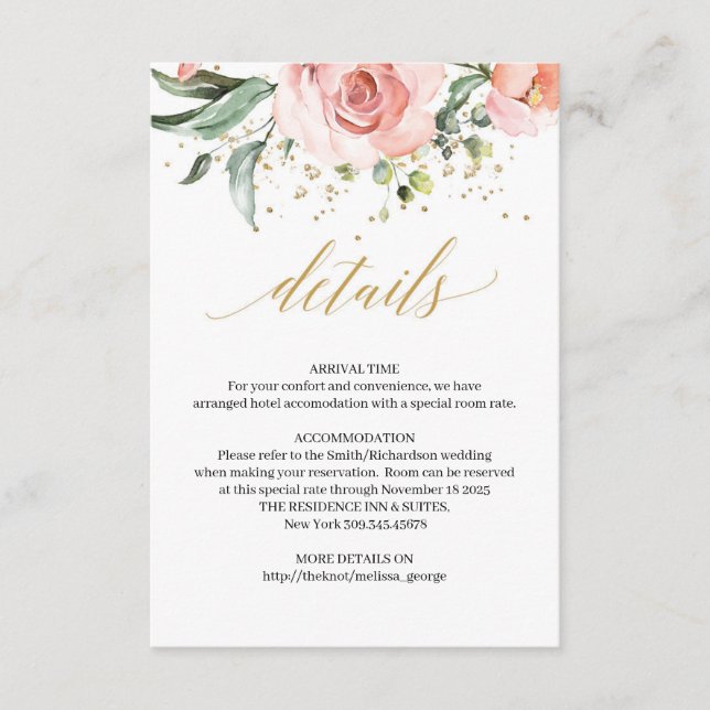 Carte de détails de roses rose rousse rustique euc (Devant)