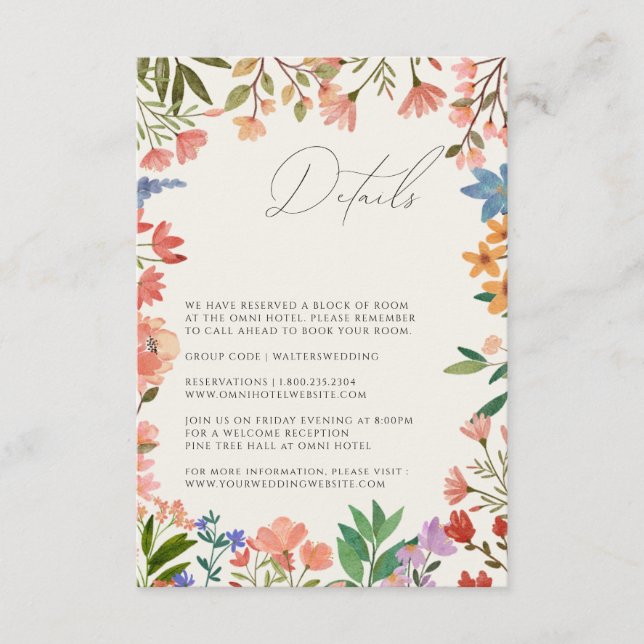 carte de détails de script Wildflower (Devant)