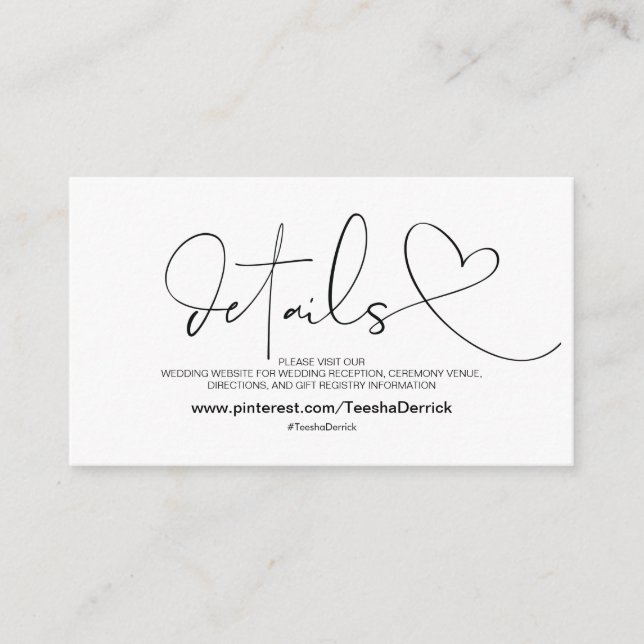 Carte de détails de site web Élégance Classique (Devant)