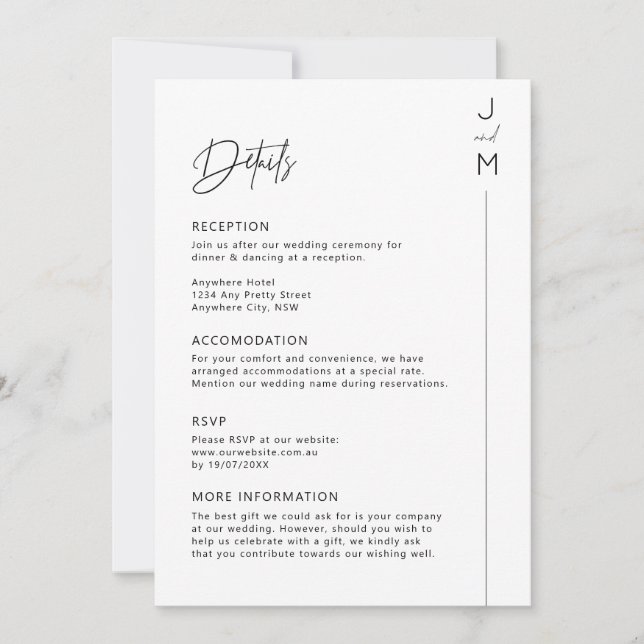 Carte de détails de typographie moderne et minimal (Devant)