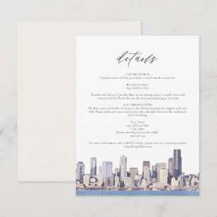 Carte de détails de voyage de la skyline de Seattl