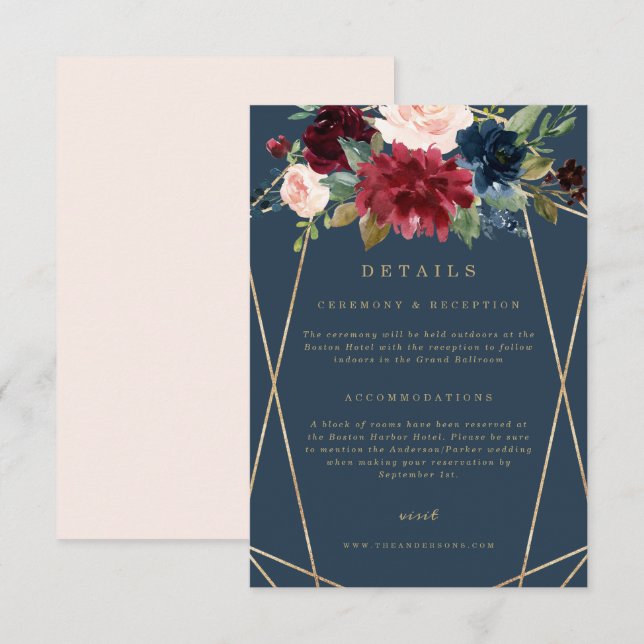 Carte de détails d'élégance automnale géométrique (Devant / Derrière)