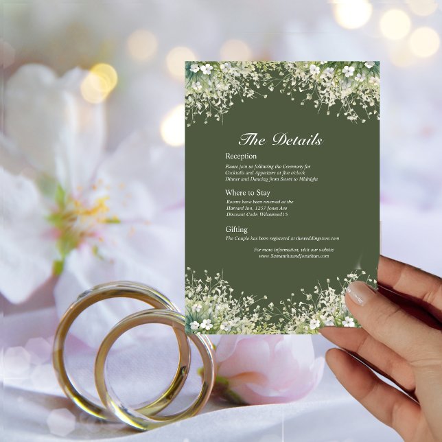 Carte de détails délicieuse Floral sur vert olive (Créateur téléchargé)