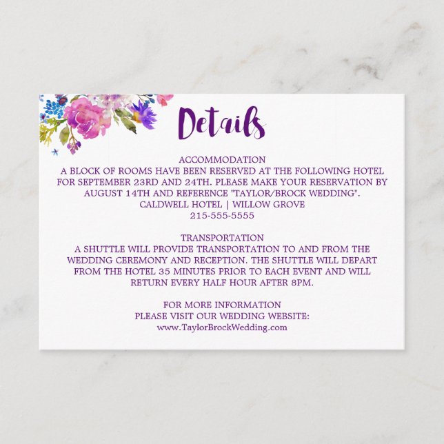 Carte de détails des fleurs rose et bleu rose rose (Devant)