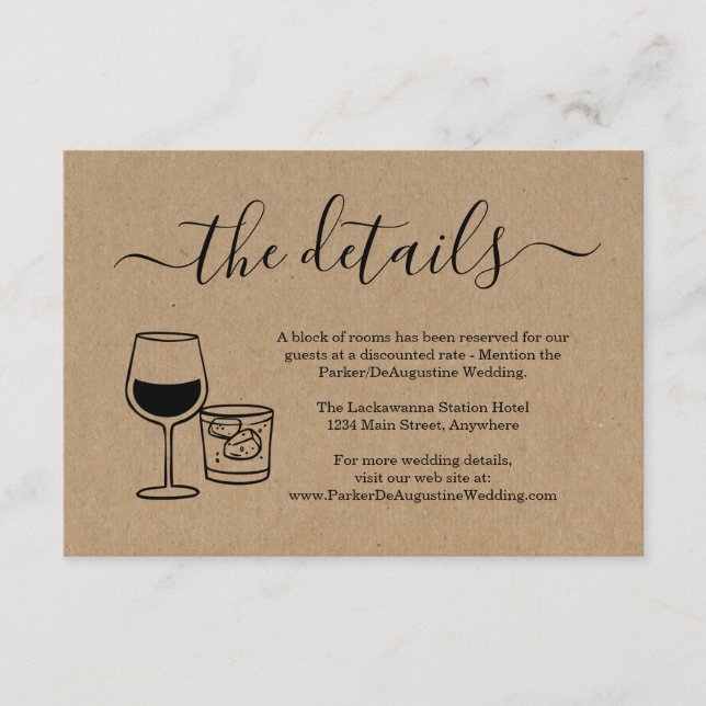 Carte de détails d'information sur le vin et les c (Devant)