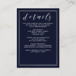 Carte de détails du Mariage argenté Classic Navy